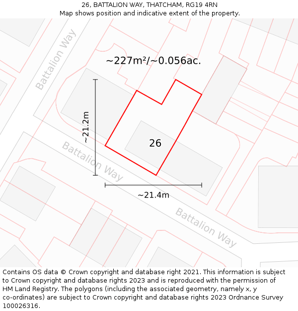 26, BATTALION WAY, THATCHAM, RG19 4RN: Plot and title map