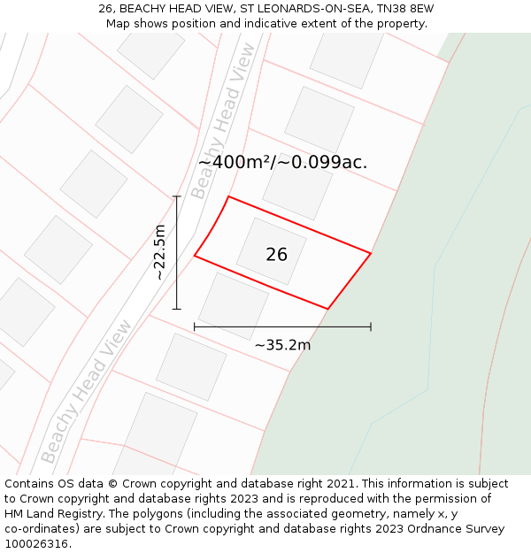 26, BEACHY HEAD VIEW, ST LEONARDS-ON-SEA, TN38 8EW: Plot and title map
