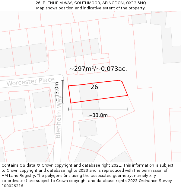 26, BLENHEIM WAY, SOUTHMOOR, ABINGDON, OX13 5NQ: Plot and title map