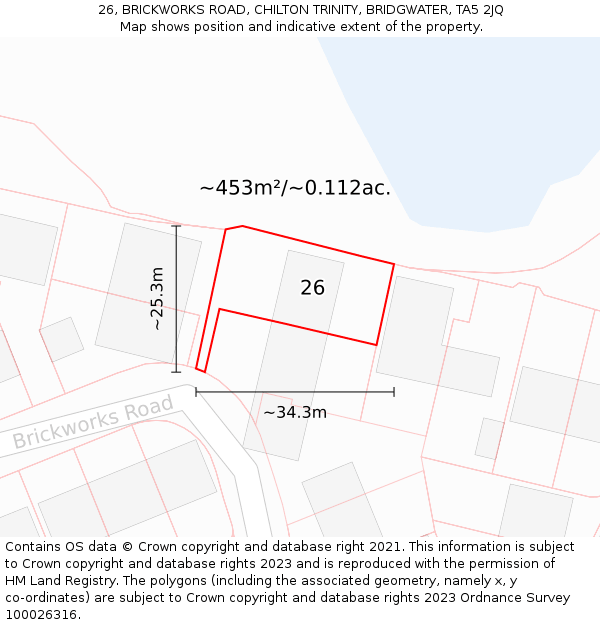 26, BRICKWORKS ROAD, CHILTON TRINITY, BRIDGWATER, TA5 2JQ: Plot and title map