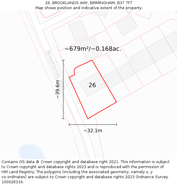 26, BROOKLANDS WAY, BIRMINGHAM, B37 7FT: Plot and title map