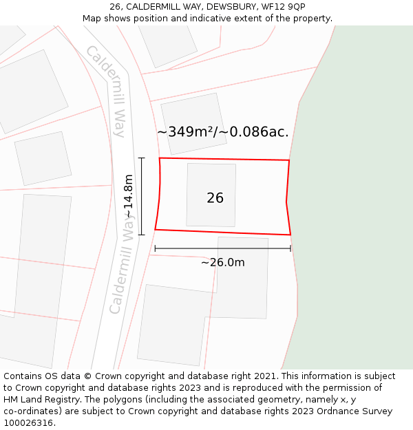 26, CALDERMILL WAY, DEWSBURY, WF12 9QP: Plot and title map