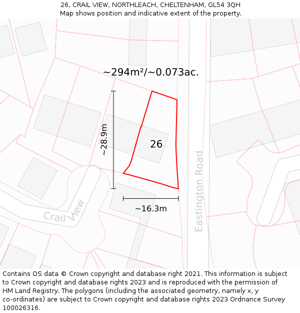 26, CRAIL VIEW, NORTHLEACH, CHELTENHAM, GL54 3QH: Plot and title map