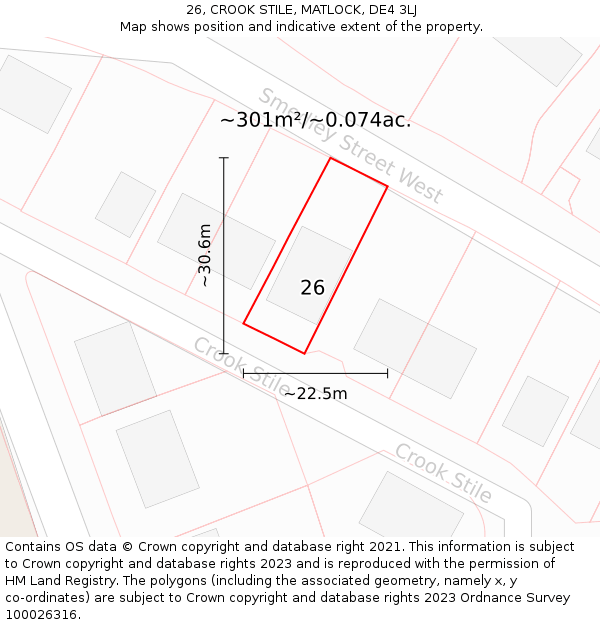 26, CROOK STILE, MATLOCK, DE4 3LJ: Plot and title map