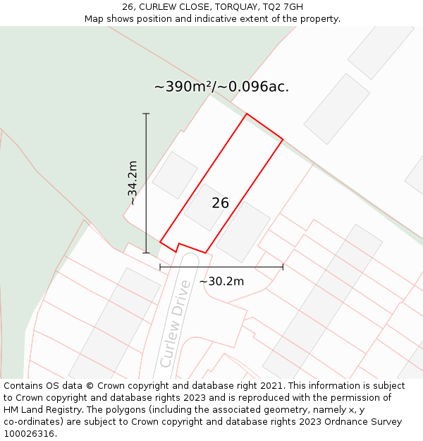 26, CURLEW CLOSE, TORQUAY, TQ2 7GH: Plot and title map