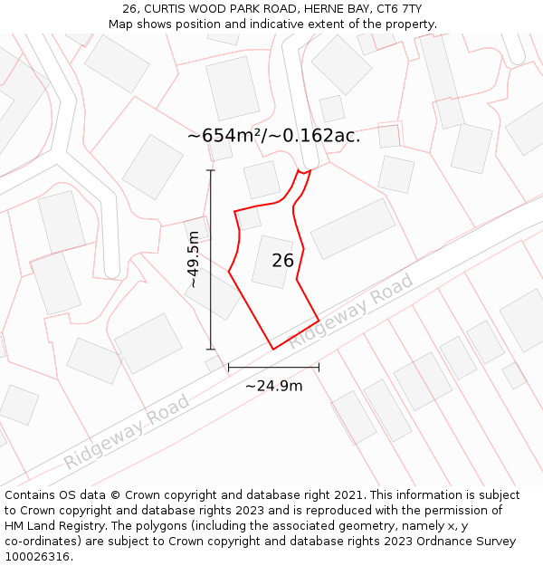 26, CURTIS WOOD PARK ROAD, HERNE BAY, CT6 7TY: Plot and title map