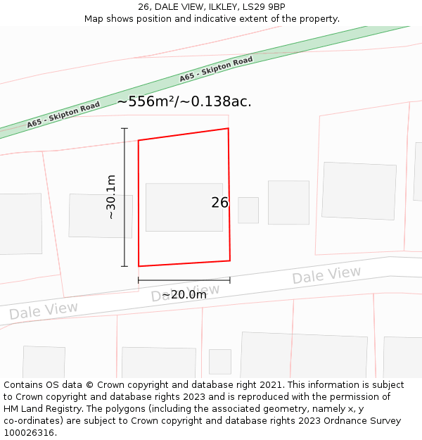 26, DALE VIEW, ILKLEY, LS29 9BP: Plot and title map