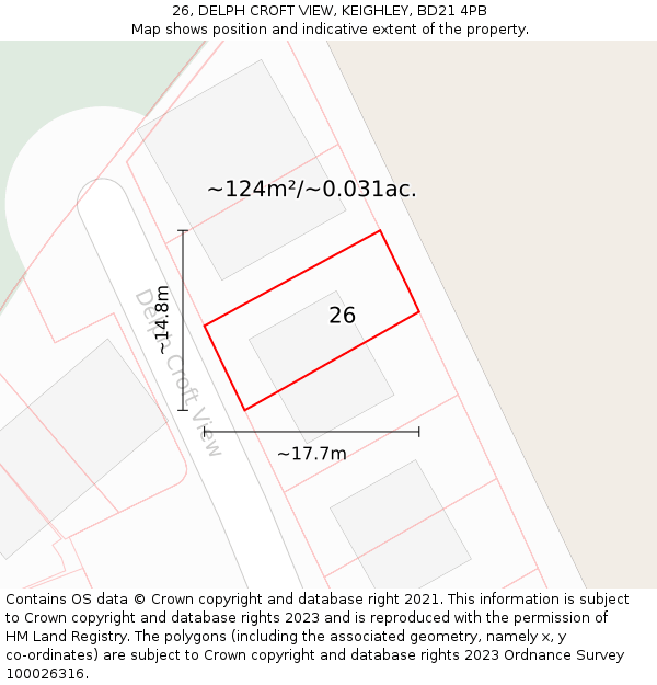 26, DELPH CROFT VIEW, KEIGHLEY, BD21 4PB: Plot and title map