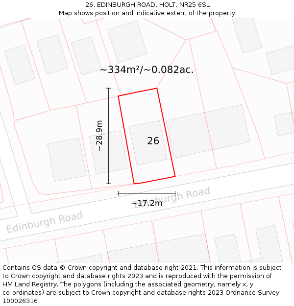 26, EDINBURGH ROAD, HOLT, NR25 6SL: Plot and title map