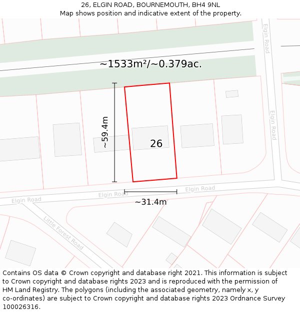 26, ELGIN ROAD, BOURNEMOUTH, BH4 9NL: Plot and title map