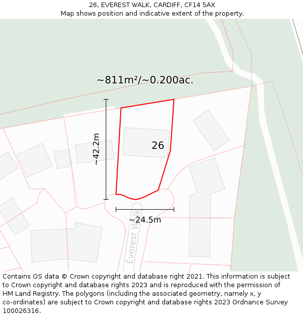 26, EVEREST WALK, CARDIFF, CF14 5AX: Plot and title map