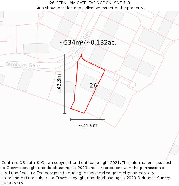 26, FERNHAM GATE, FARINGDON, SN7 7LR: Plot and title map