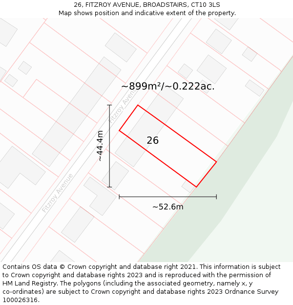 26, FITZROY AVENUE, BROADSTAIRS, CT10 3LS: Plot and title map