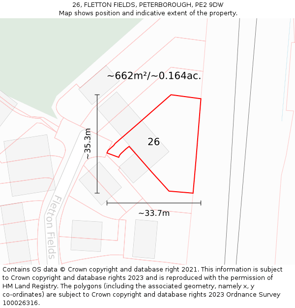 26, FLETTON FIELDS, PETERBOROUGH, PE2 9DW: Plot and title map