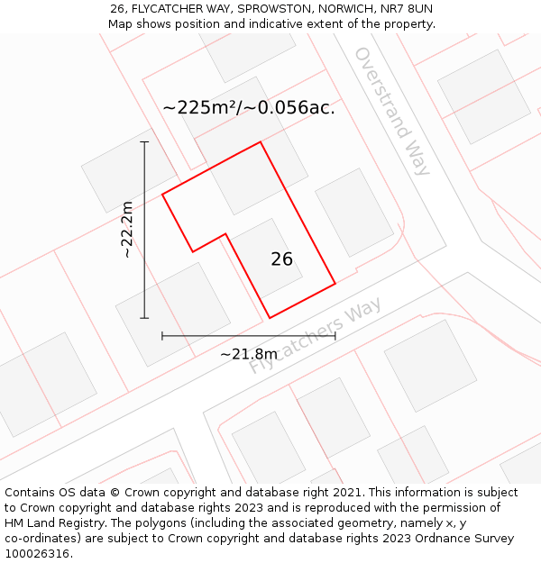 26, FLYCATCHER WAY, SPROWSTON, NORWICH, NR7 8UN: Plot and title map