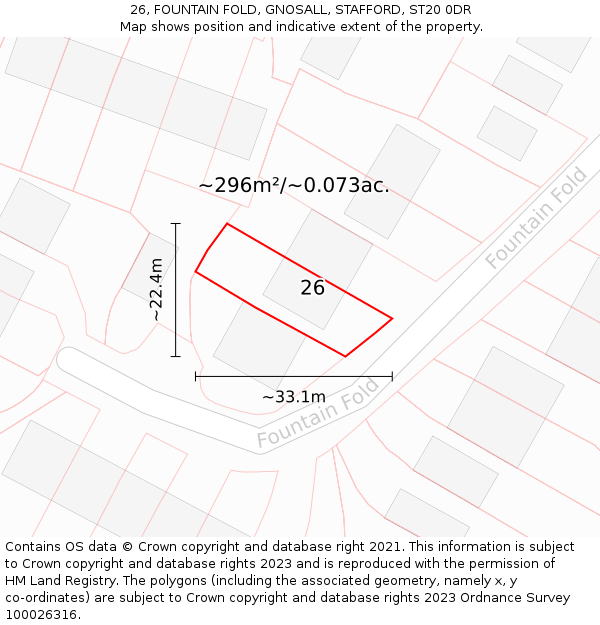 26, FOUNTAIN FOLD, GNOSALL, STAFFORD, ST20 0DR: Plot and title map