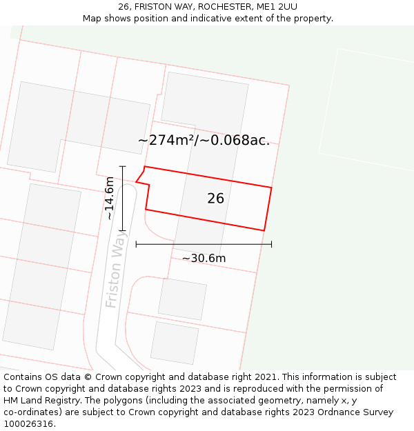 26, FRISTON WAY, ROCHESTER, ME1 2UU: Plot and title map