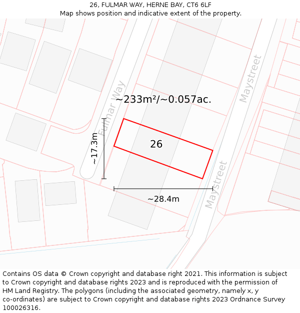 26, FULMAR WAY, HERNE BAY, CT6 6LF: Plot and title map