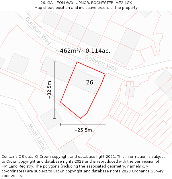 26, GALLEON WAY, UPNOR, ROCHESTER, ME2 4GX: Plot and title map