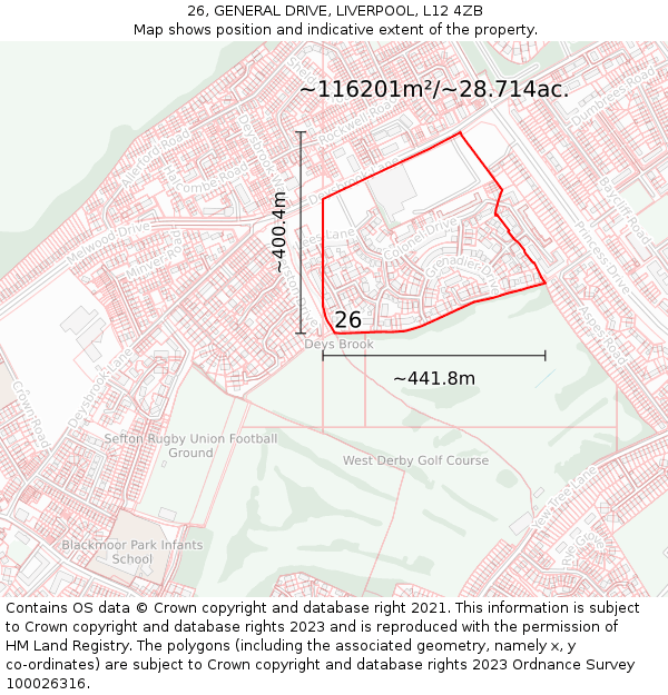 26, GENERAL DRIVE, LIVERPOOL, L12 4ZB: Plot and title map