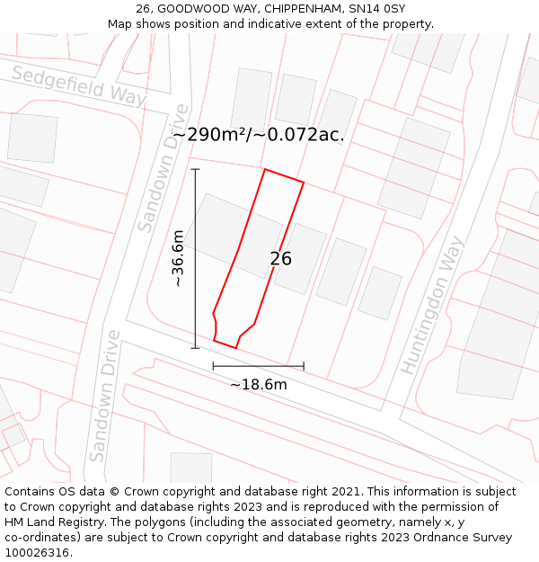 26, GOODWOOD WAY, CHIPPENHAM, SN14 0SY: Plot and title map