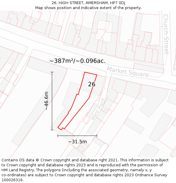 26, HIGH STREET, AMERSHAM, HP7 0DJ: Plot and title map