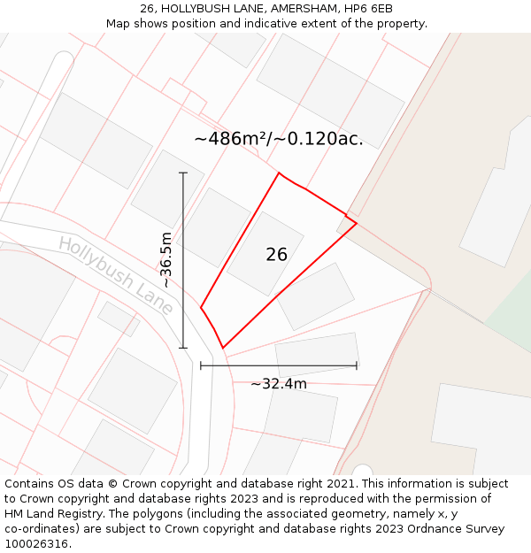 26, HOLLYBUSH LANE, AMERSHAM, HP6 6EB: Plot and title map