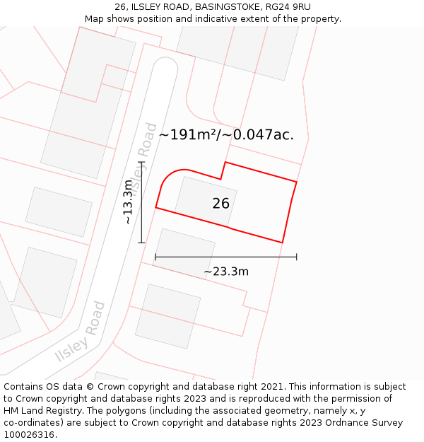 26, ILSLEY ROAD, BASINGSTOKE, RG24 9RU: Plot and title map