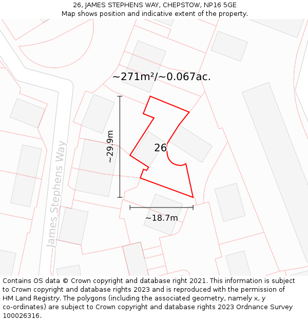 26, JAMES STEPHENS WAY, CHEPSTOW, NP16 5GE: Plot and title map