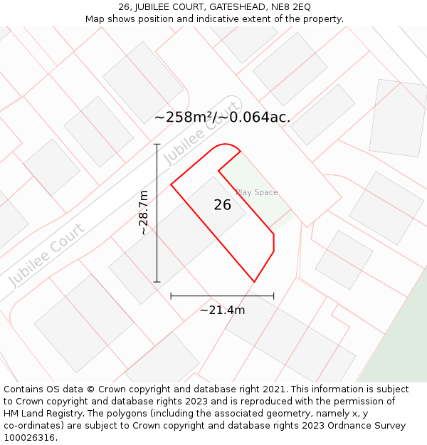 26, JUBILEE COURT, GATESHEAD, NE8 2EQ: Plot and title map