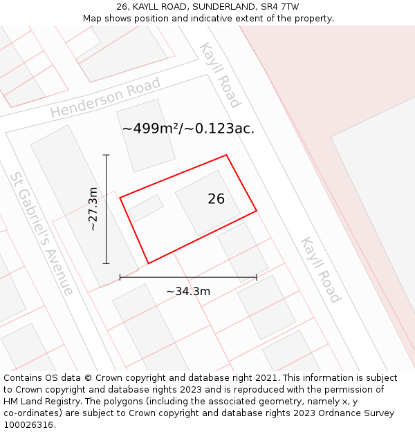 26, KAYLL ROAD, SUNDERLAND, SR4 7TW: Plot and title map