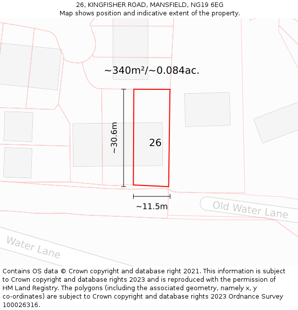 26, KINGFISHER ROAD, MANSFIELD, NG19 6EG: Plot and title map