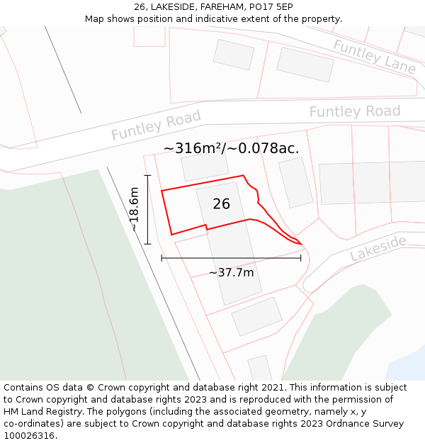 26, LAKESIDE, FAREHAM, PO17 5EP: Plot and title map