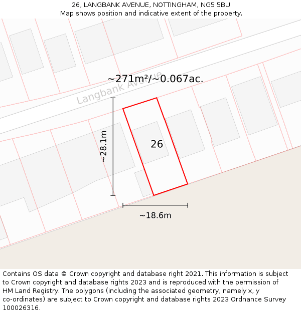 26, LANGBANK AVENUE, NOTTINGHAM, NG5 5BU: Plot and title map