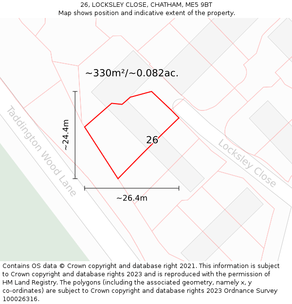 26, LOCKSLEY CLOSE, CHATHAM, ME5 9BT: Plot and title map