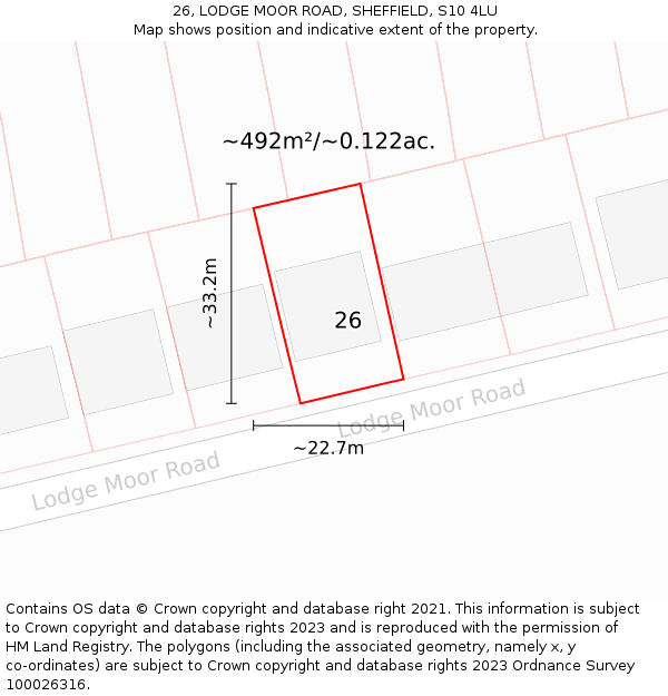 26, LODGE MOOR ROAD, SHEFFIELD, S10 4LU: Plot and title map