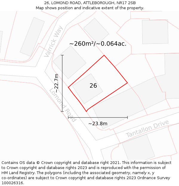 26, LOMOND ROAD, ATTLEBOROUGH, NR17 2SB: Plot and title map