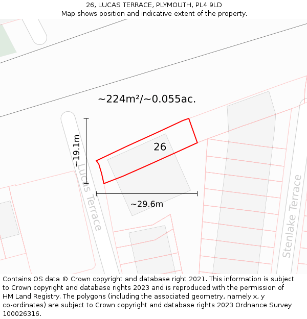 26, LUCAS TERRACE, PLYMOUTH, PL4 9LD: Plot and title map