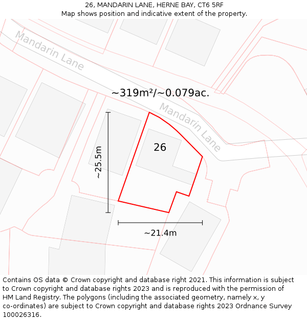 26, MANDARIN LANE, HERNE BAY, CT6 5RF: Plot and title map