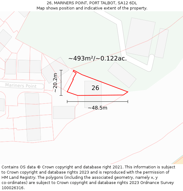 26, MARINERS POINT, PORT TALBOT, SA12 6DL: Plot and title map