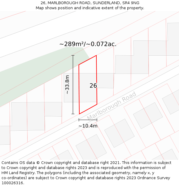 26, MARLBOROUGH ROAD, SUNDERLAND, SR4 9NG: Plot and title map