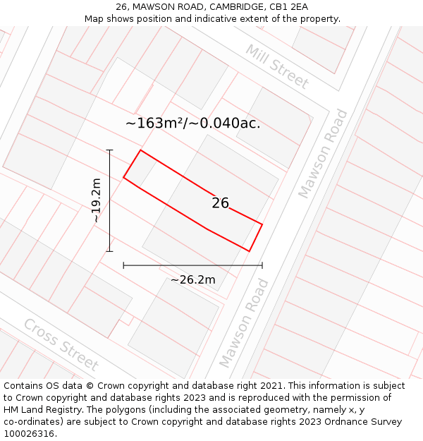 26, MAWSON ROAD, CAMBRIDGE, CB1 2EA: Plot and title map