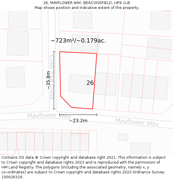 26, MAYFLOWER WAY, BEACONSFIELD, HP9 1UE: Plot and title map