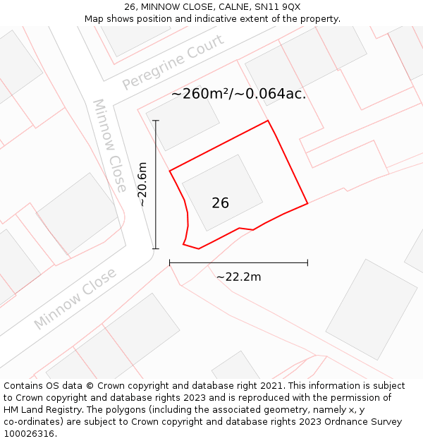 26, MINNOW CLOSE, CALNE, SN11 9QX: Plot and title map