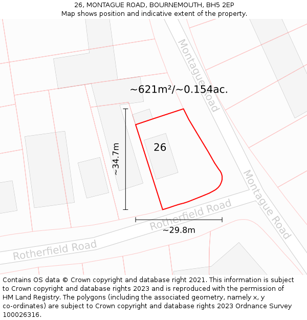 26, MONTAGUE ROAD, BOURNEMOUTH, BH5 2EP: Plot and title map