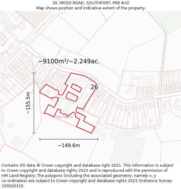 26, MOSS ROAD, SOUTHPORT, PR8 4HZ: Plot and title map