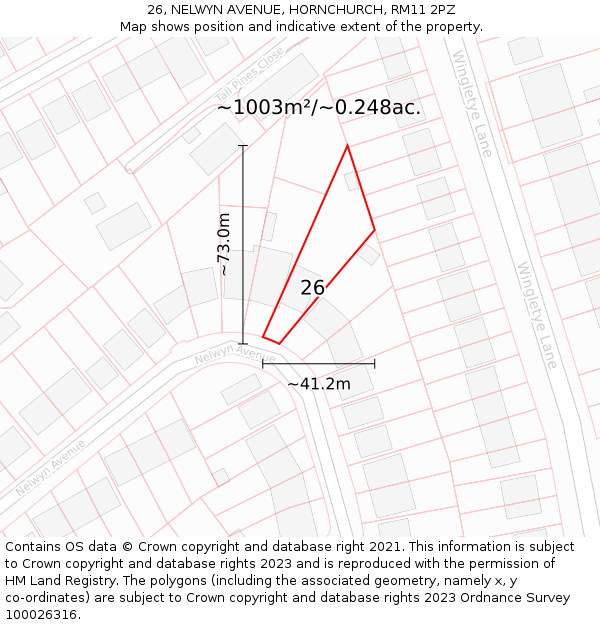 26, NELWYN AVENUE, HORNCHURCH, RM11 2PZ: Plot and title map