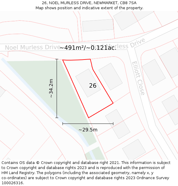 26, NOEL MURLESS DRIVE, NEWMARKET, CB8 7SA: Plot and title map