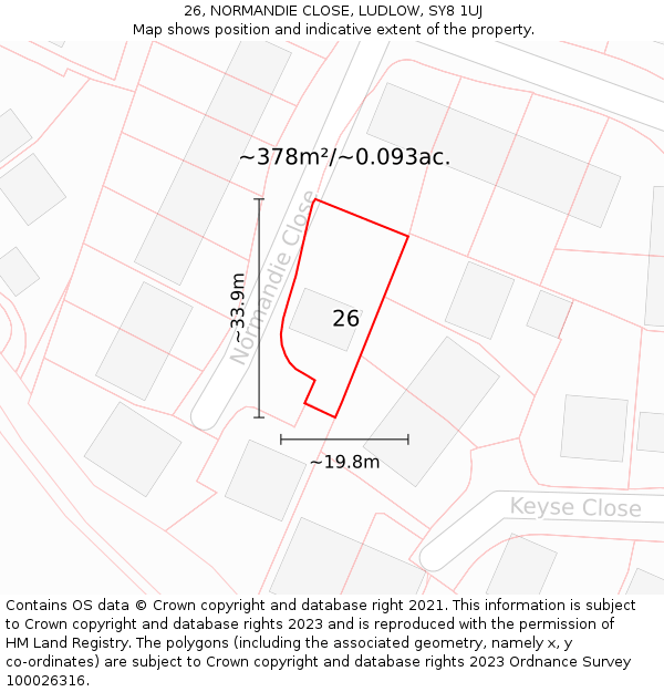 26, NORMANDIE CLOSE, LUDLOW, SY8 1UJ: Plot and title map