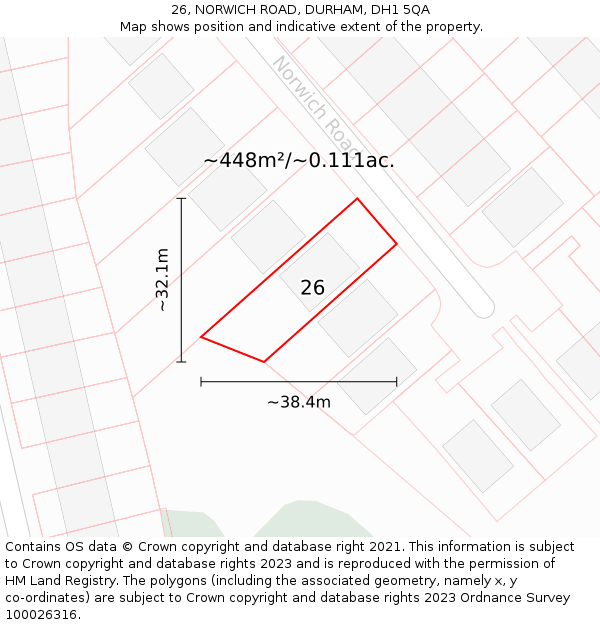26, NORWICH ROAD, DURHAM, DH1 5QA: Plot and title map